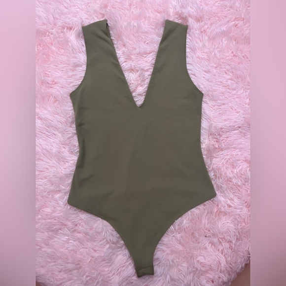Free People Tops - Free People Khaki V-Neck Bodysuit